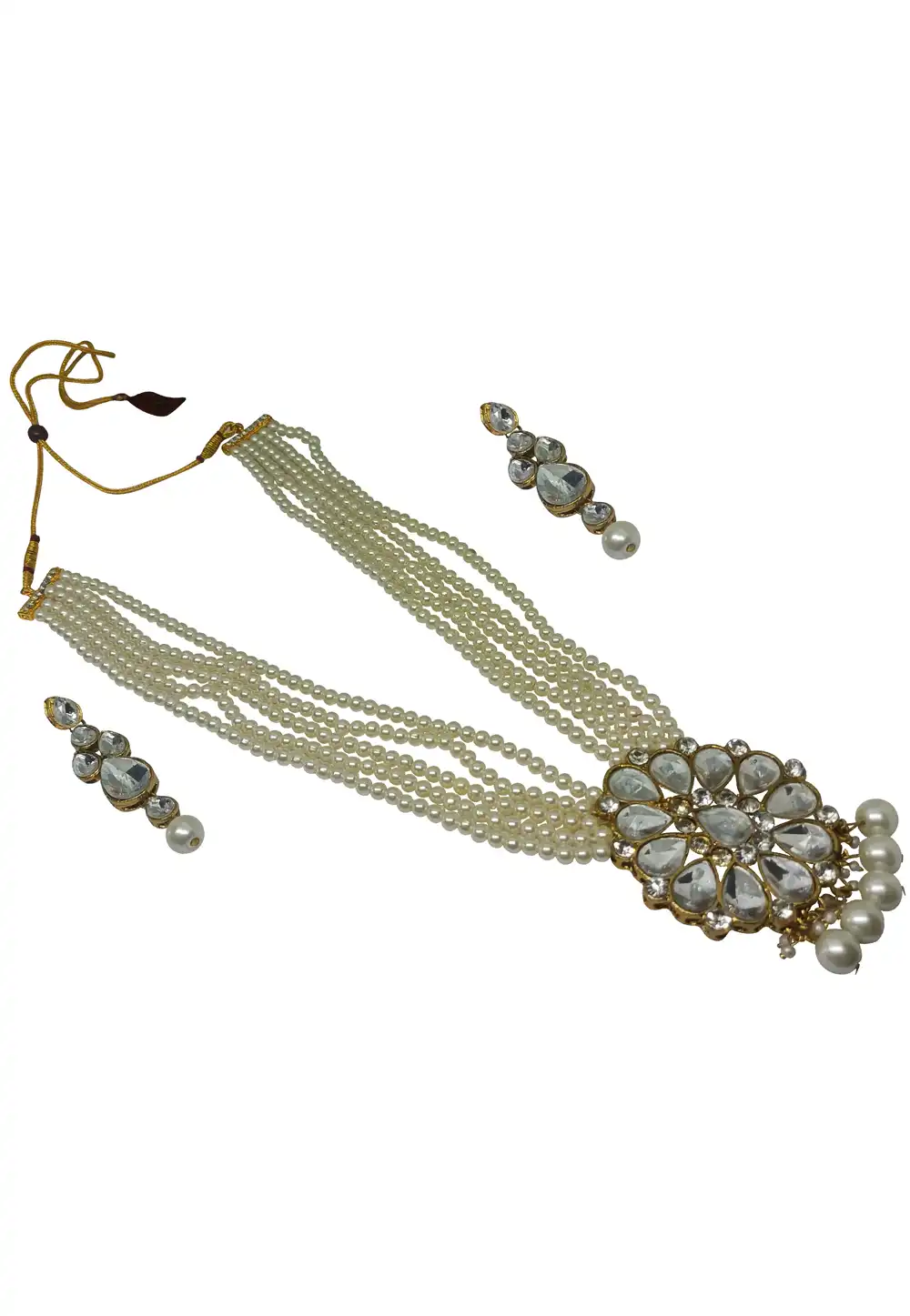 Grey Alloy Necklace With Earrings 289896