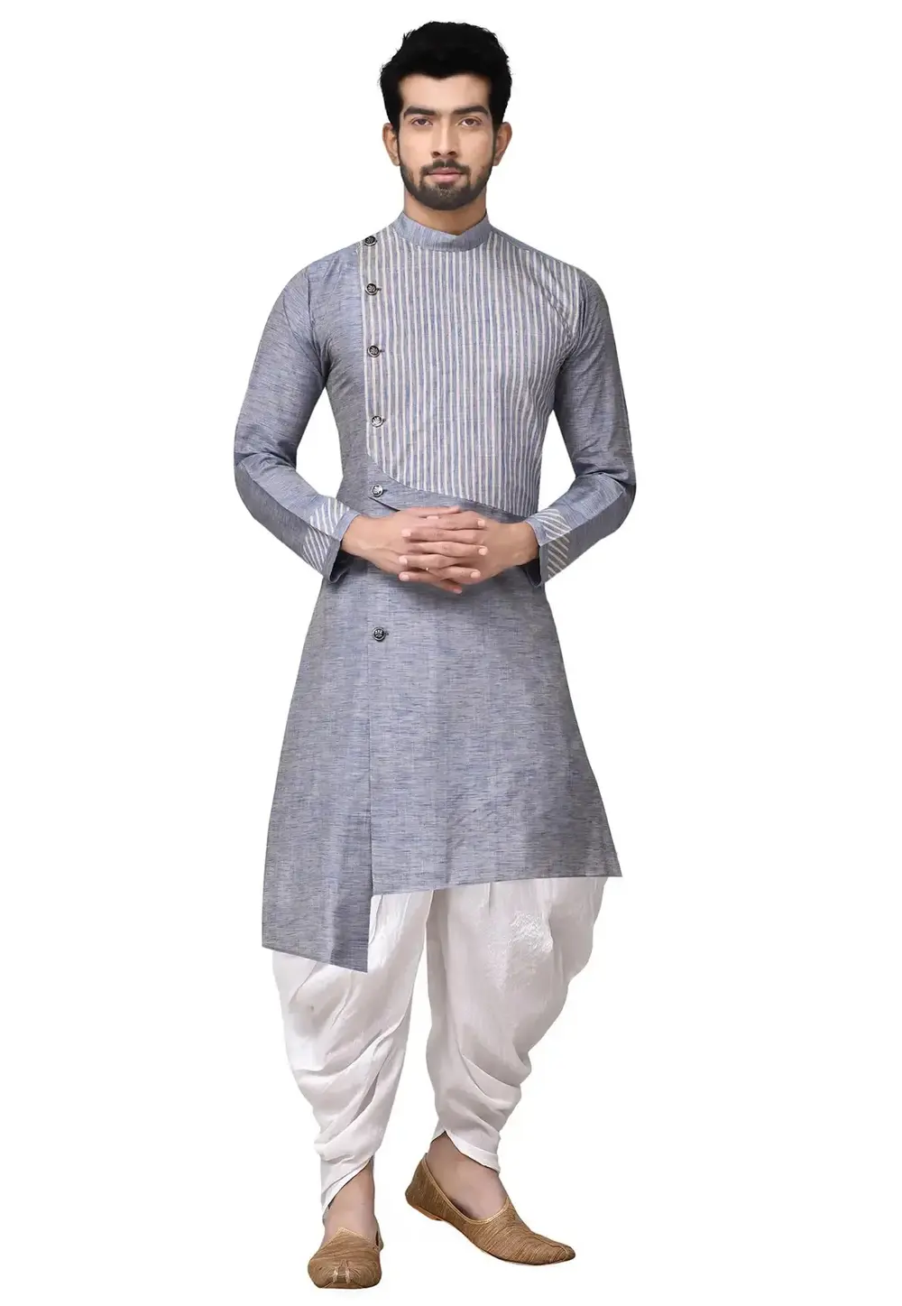 Grey Art Silk Indo Western Suit 300700