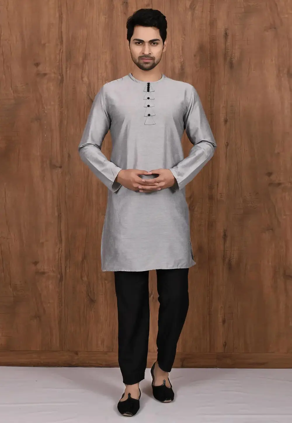 Grey Art Silk Kurta Pajama 300690