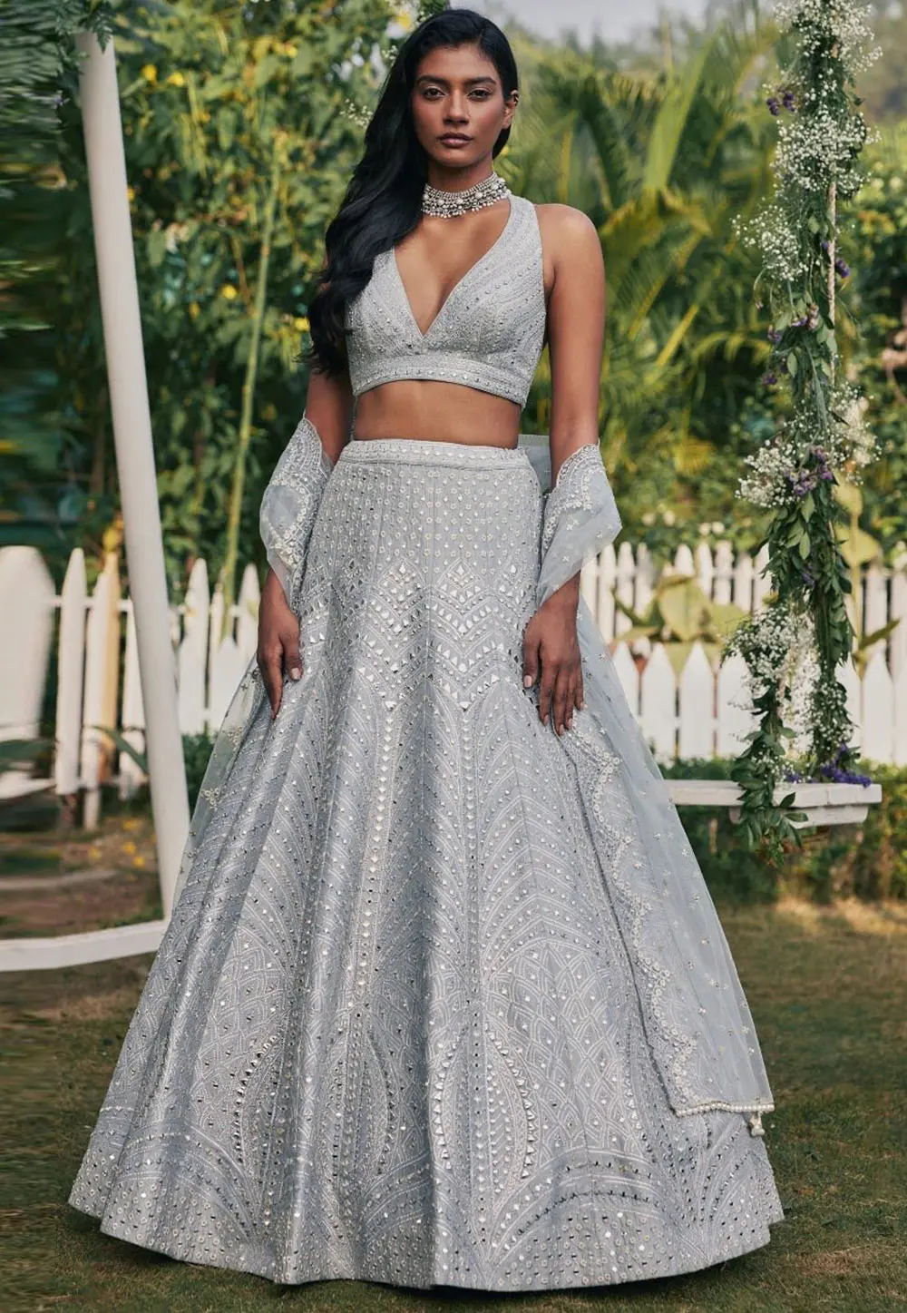 Grey Banglori Silk A Line Lehenga Choli 303865