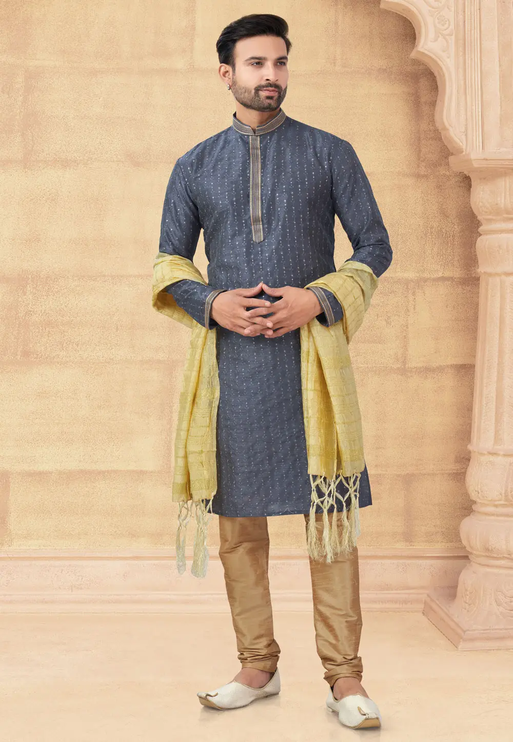 Grey Banglori Silk Kurta Pajama 296899