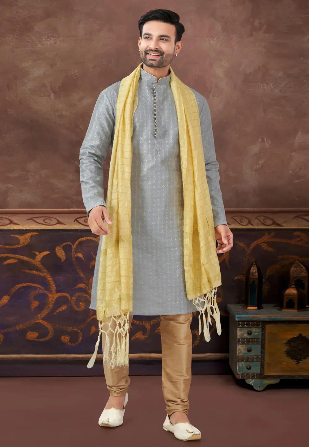 Grey Banglori Silk Kurta Pajama 296900