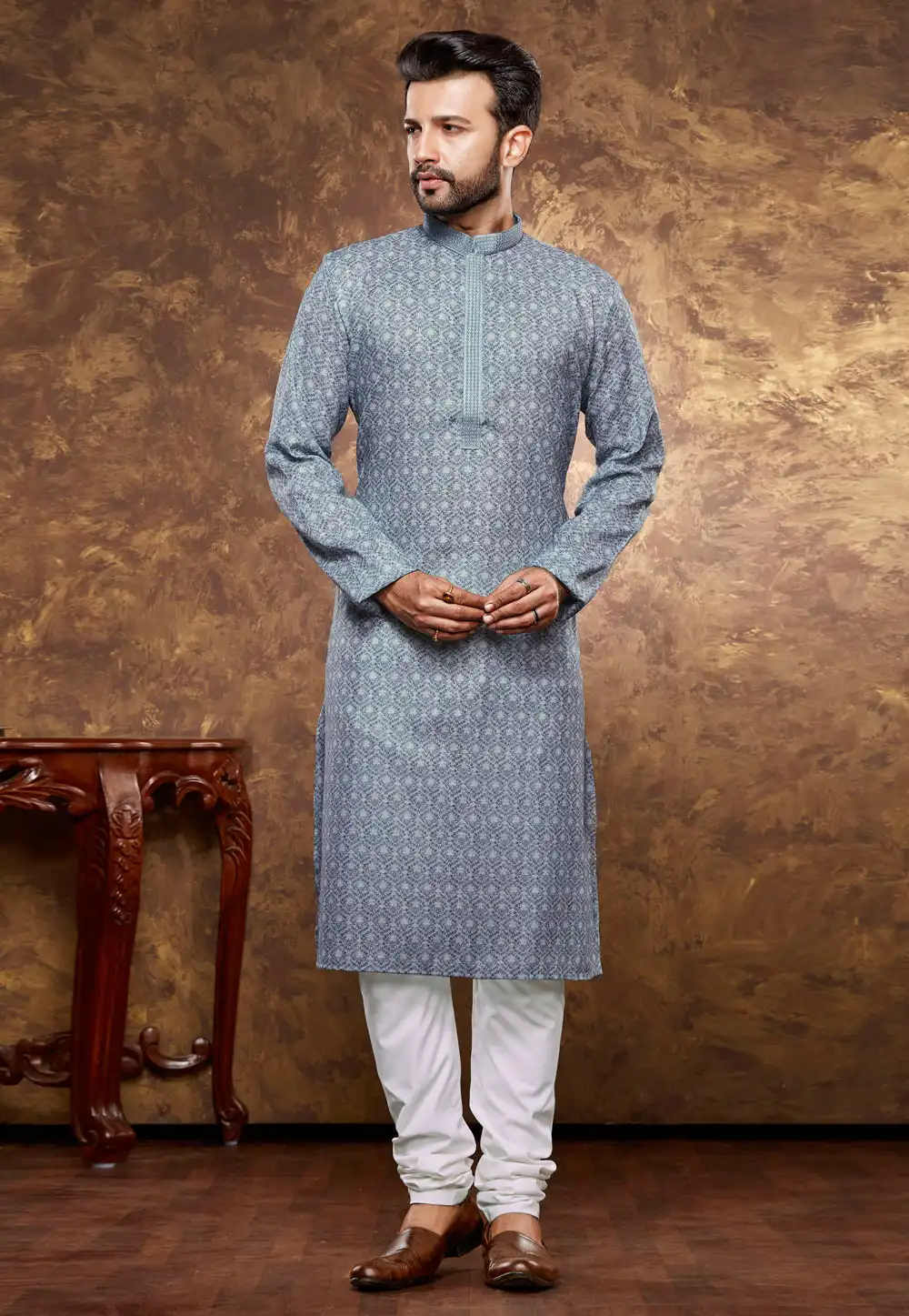 Grey Cotton Kurta Pajama 288059