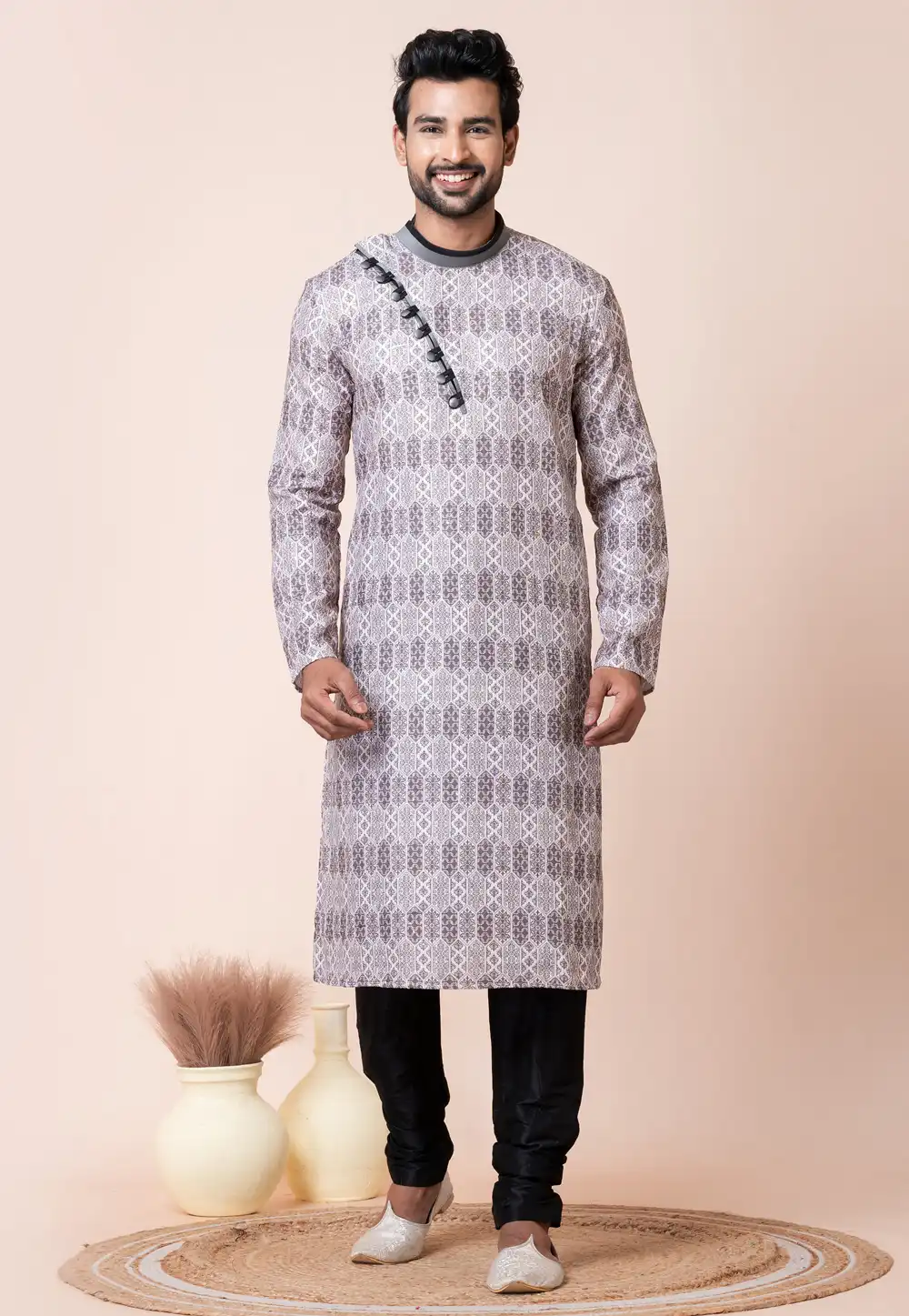 Grey Cotton Kurta Pajama 294332