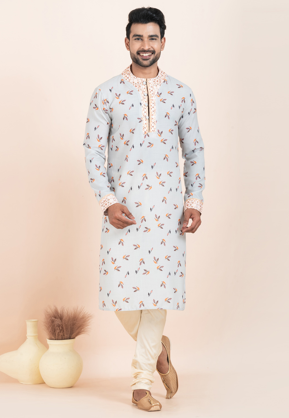 Grey Cotton Kurta Pajama 305176