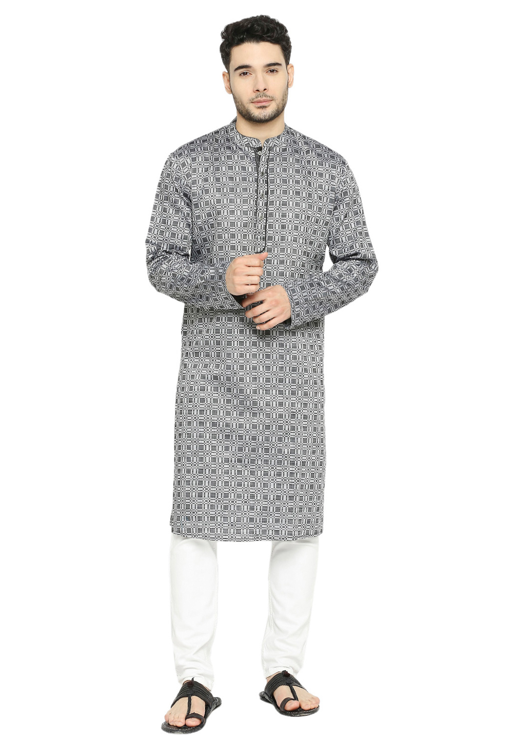 Grey Cotton Kurta Pajama 284151