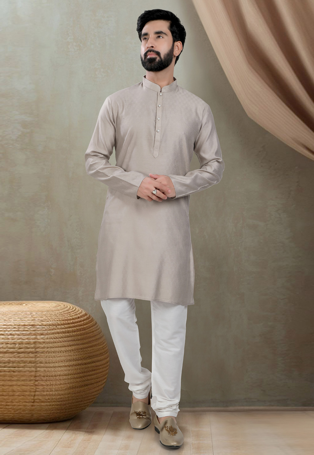 Grey Cotton Kurta Pajama 310804