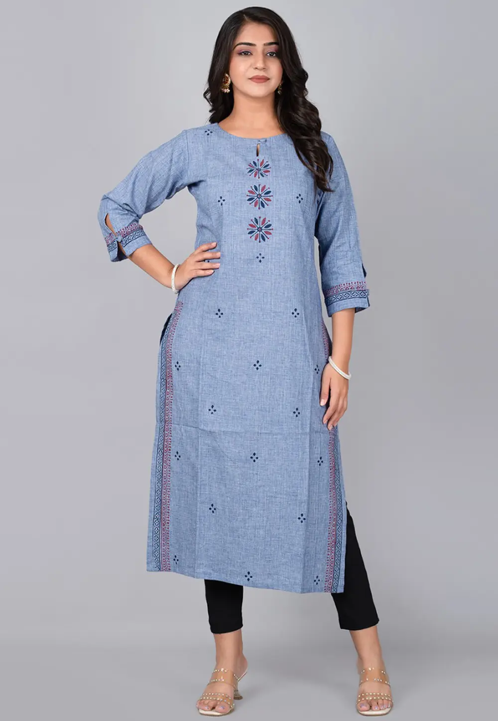 Grey Cotton Long Tunic 302766