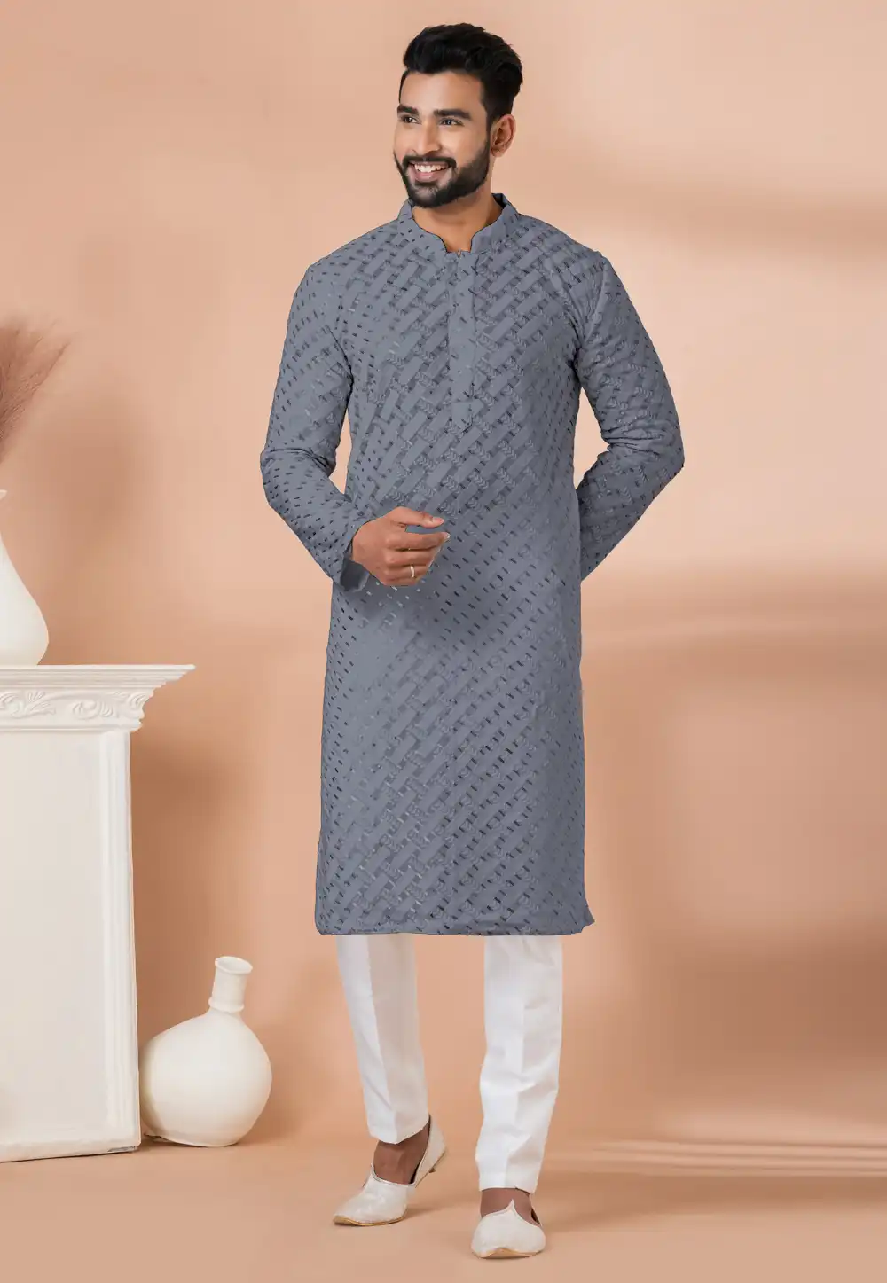 Grey Georgette Kurta Pajama 291524