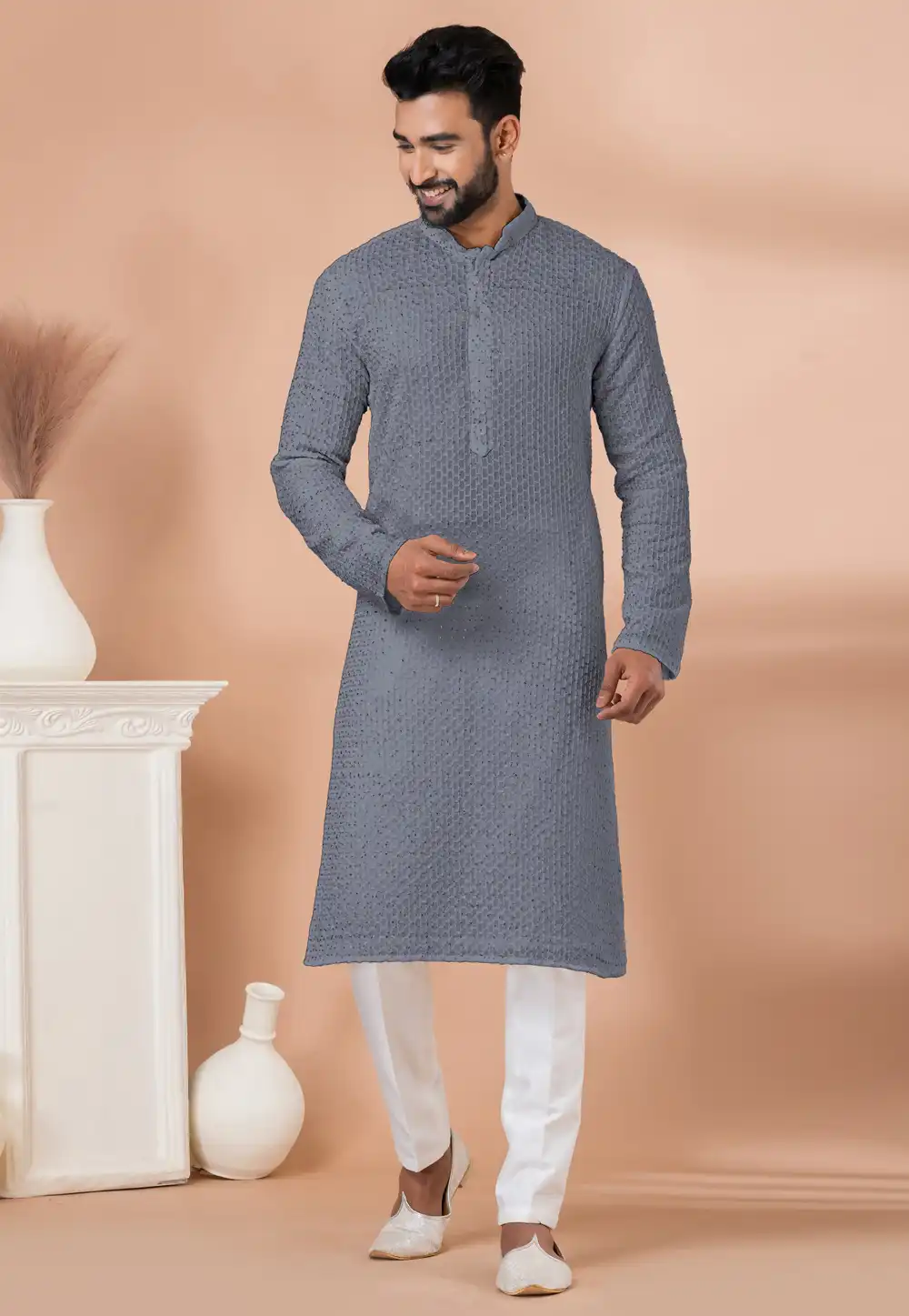 Grey Georgette Kurta Pajama 291533