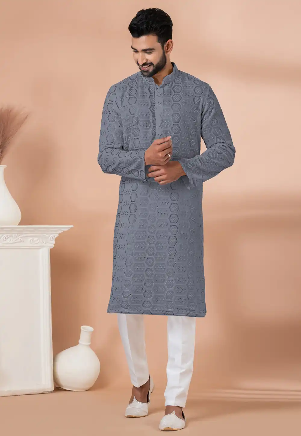 Grey Georgette Kurta Pajama 292195