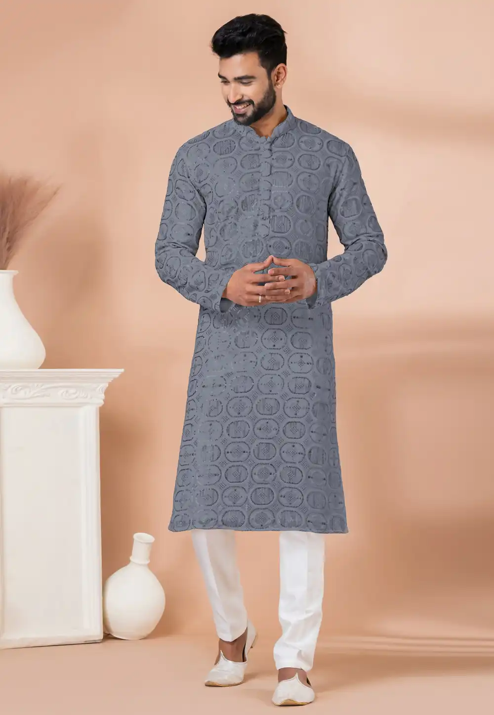 Grey Georgette Kurta Pajama 292204