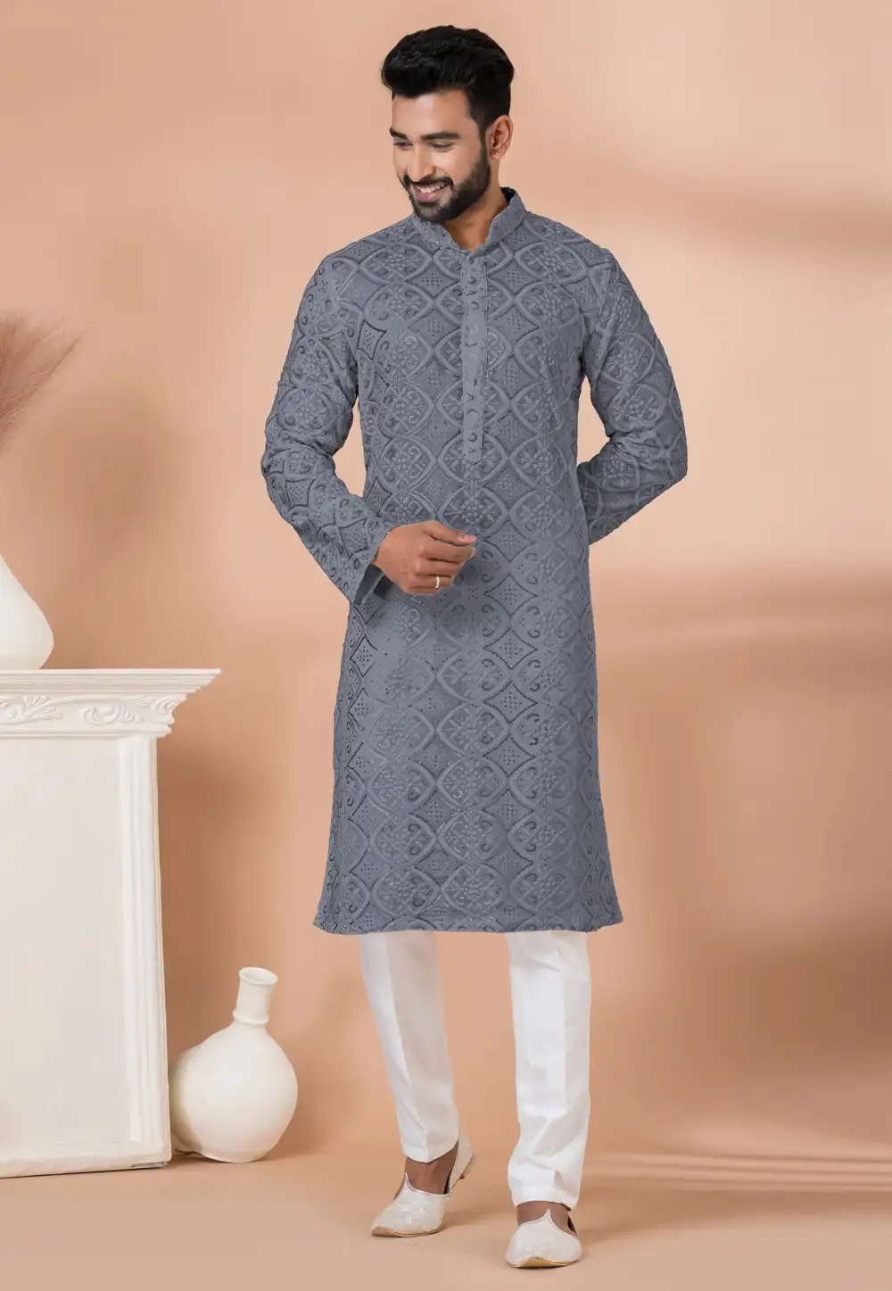 Grey Georgette Kurta Pajama 292213