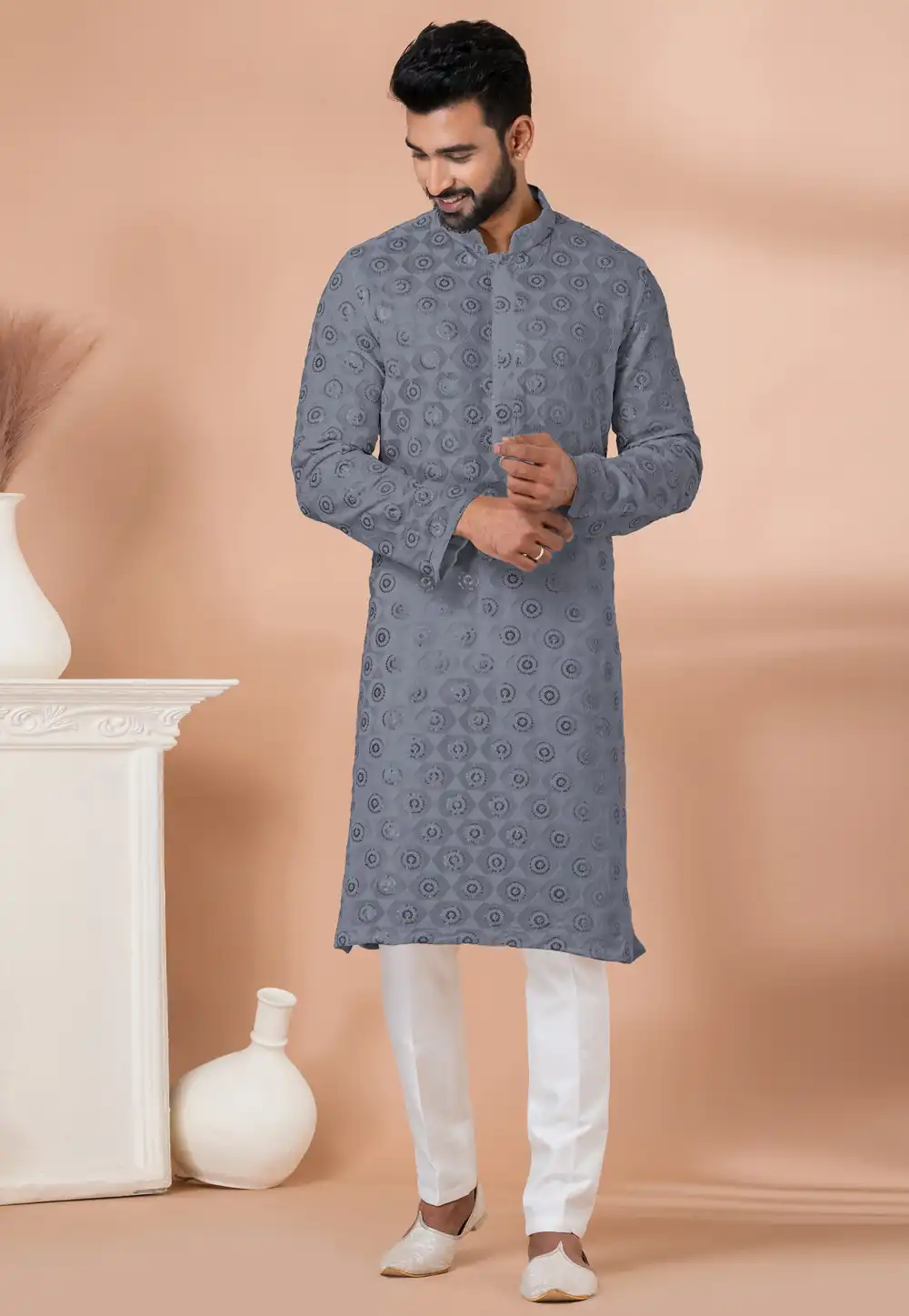 Grey Georgette Kurta Pajama 292551