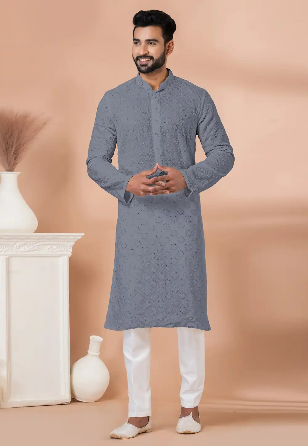 Grey Georgette Kurta Pajama 292560