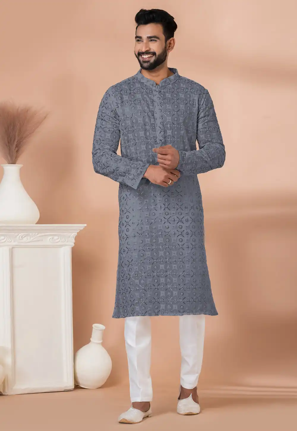 Grey Georgette Kurta Pajama 292569