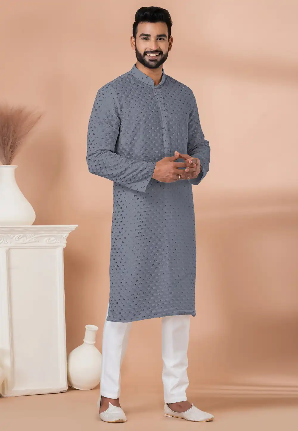 Grey Georgette Kurta Pajama 292578