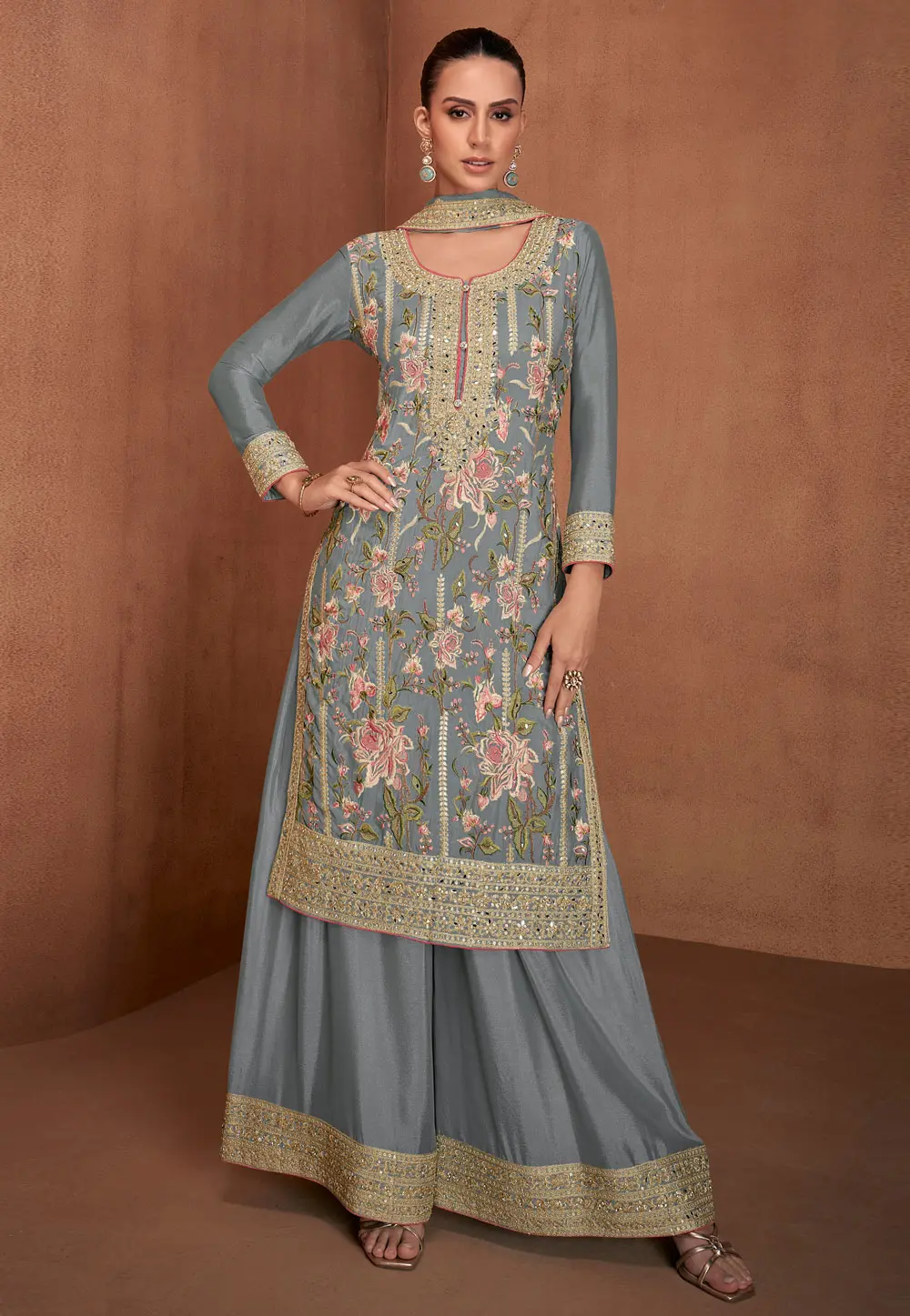 Grey Georgette Pakistani Suit 302916