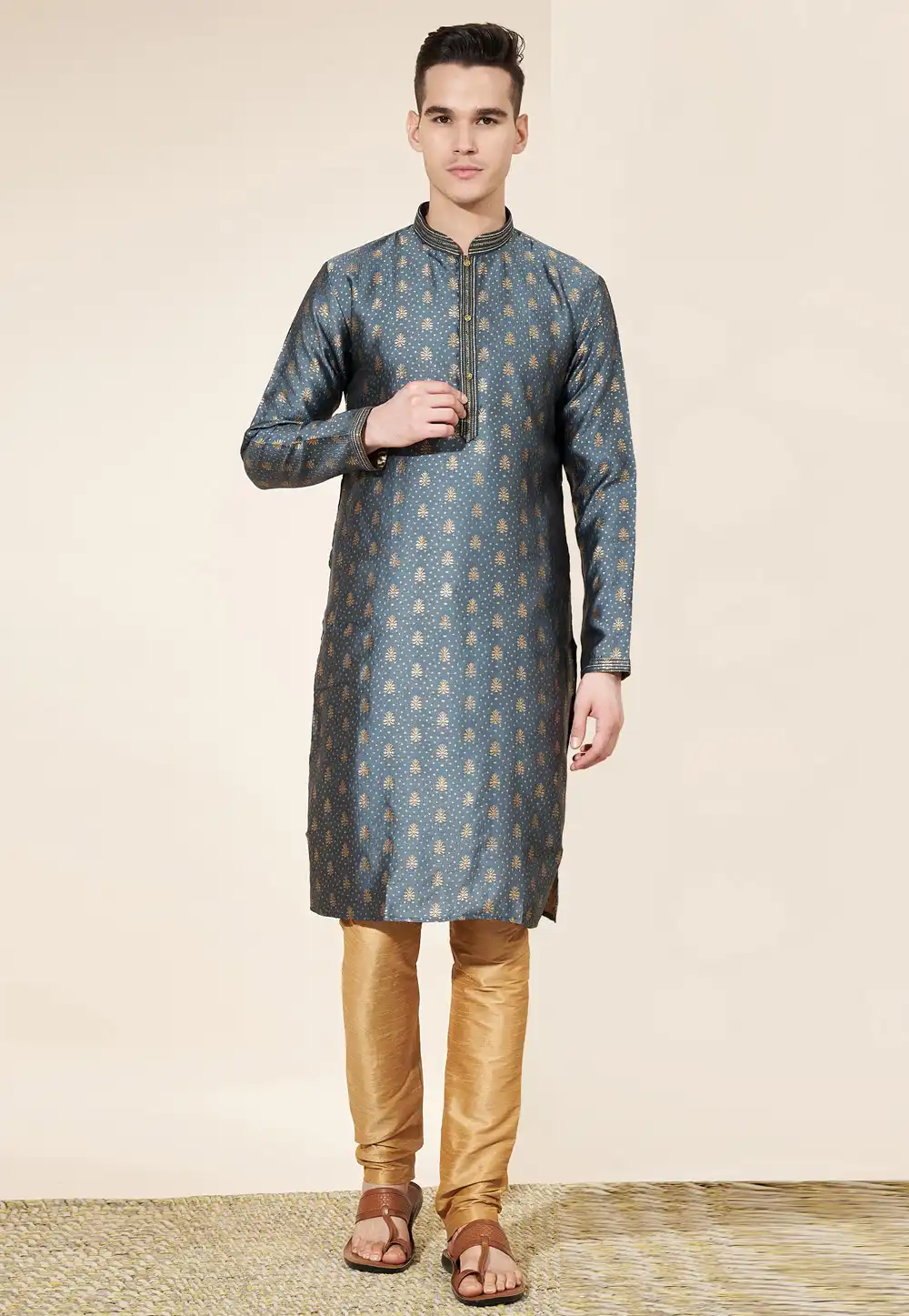 Grey Jacquard Kurta Pajama 287878