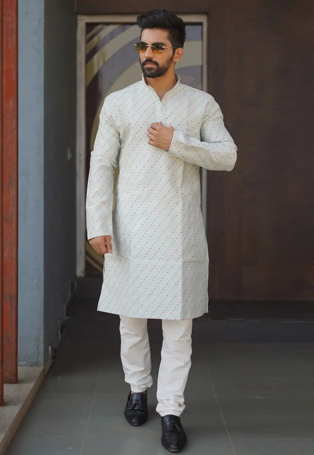 Grey Jacquard Silk Kurta Pajama 293814