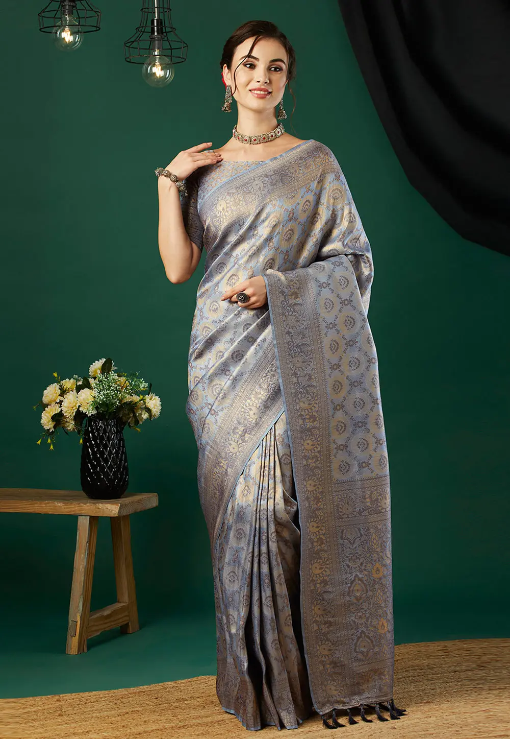 Grey Kanjivaram Silk Saree 298472