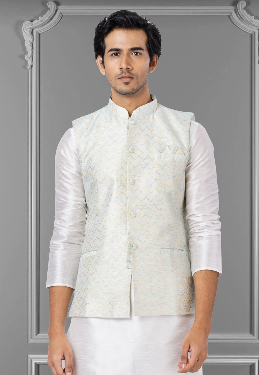 Grey Linen Nehru Jacket 286942