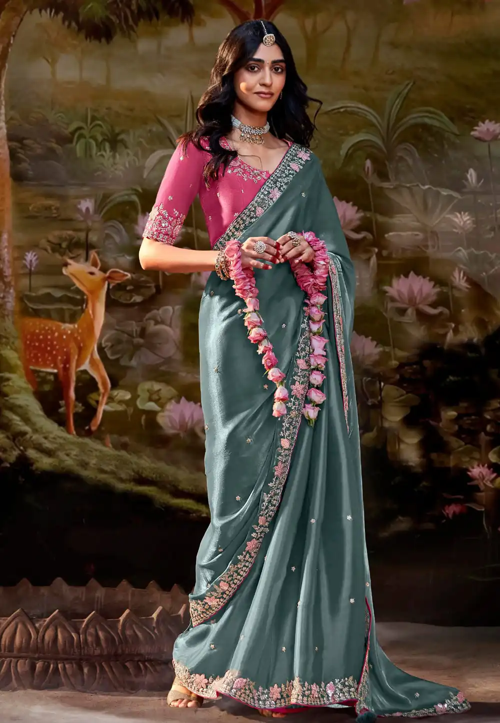 Grey Organza Saree With Blouse 292749