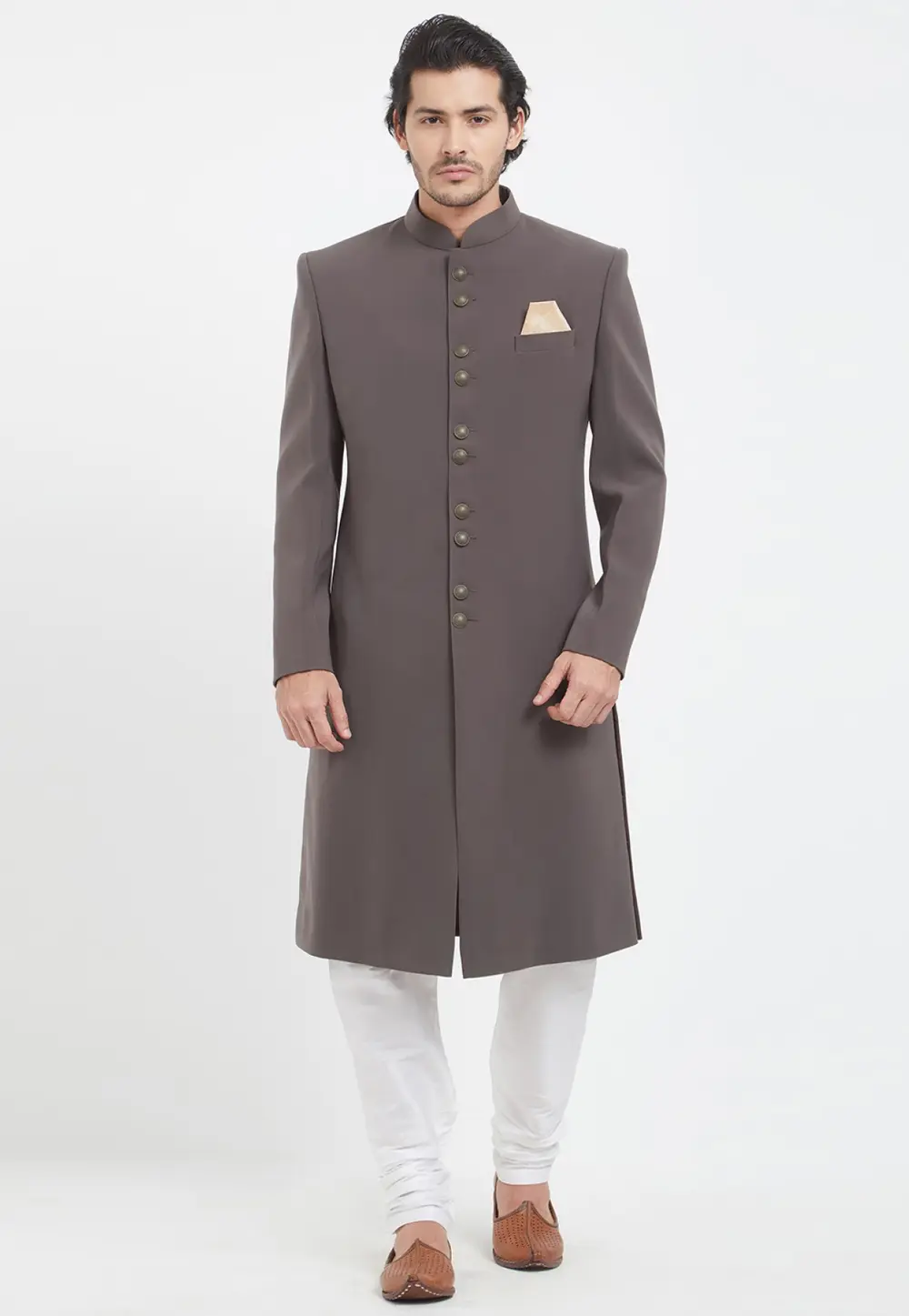 Grey Rayon Indo Western Sherwani 300197