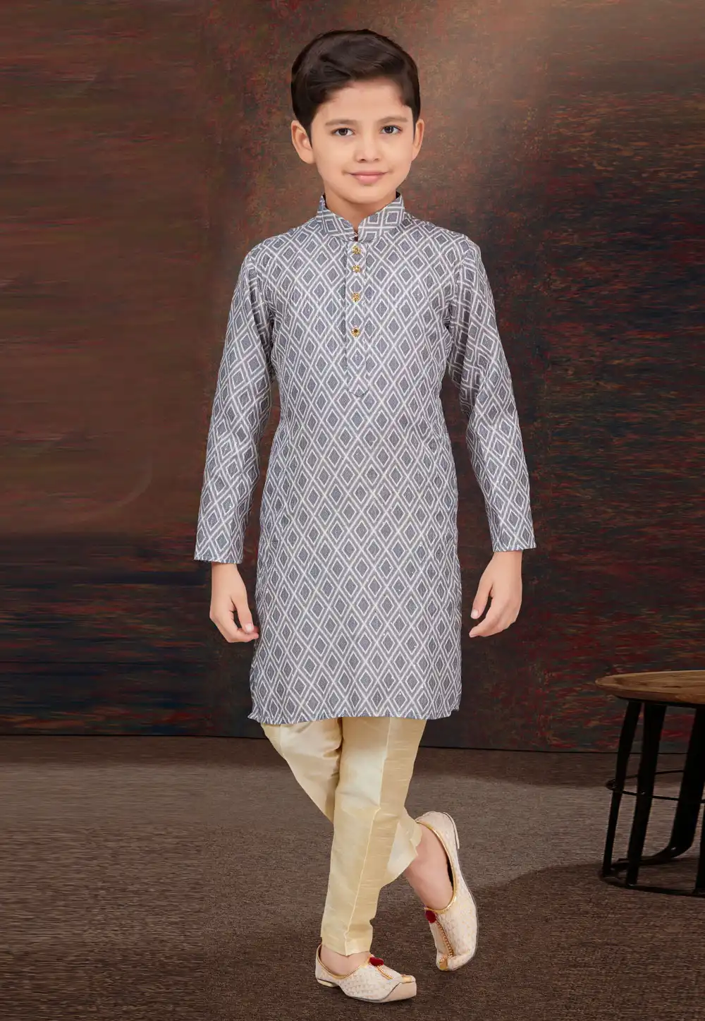 Grey Rayon Kids Kurta Pajama 294983