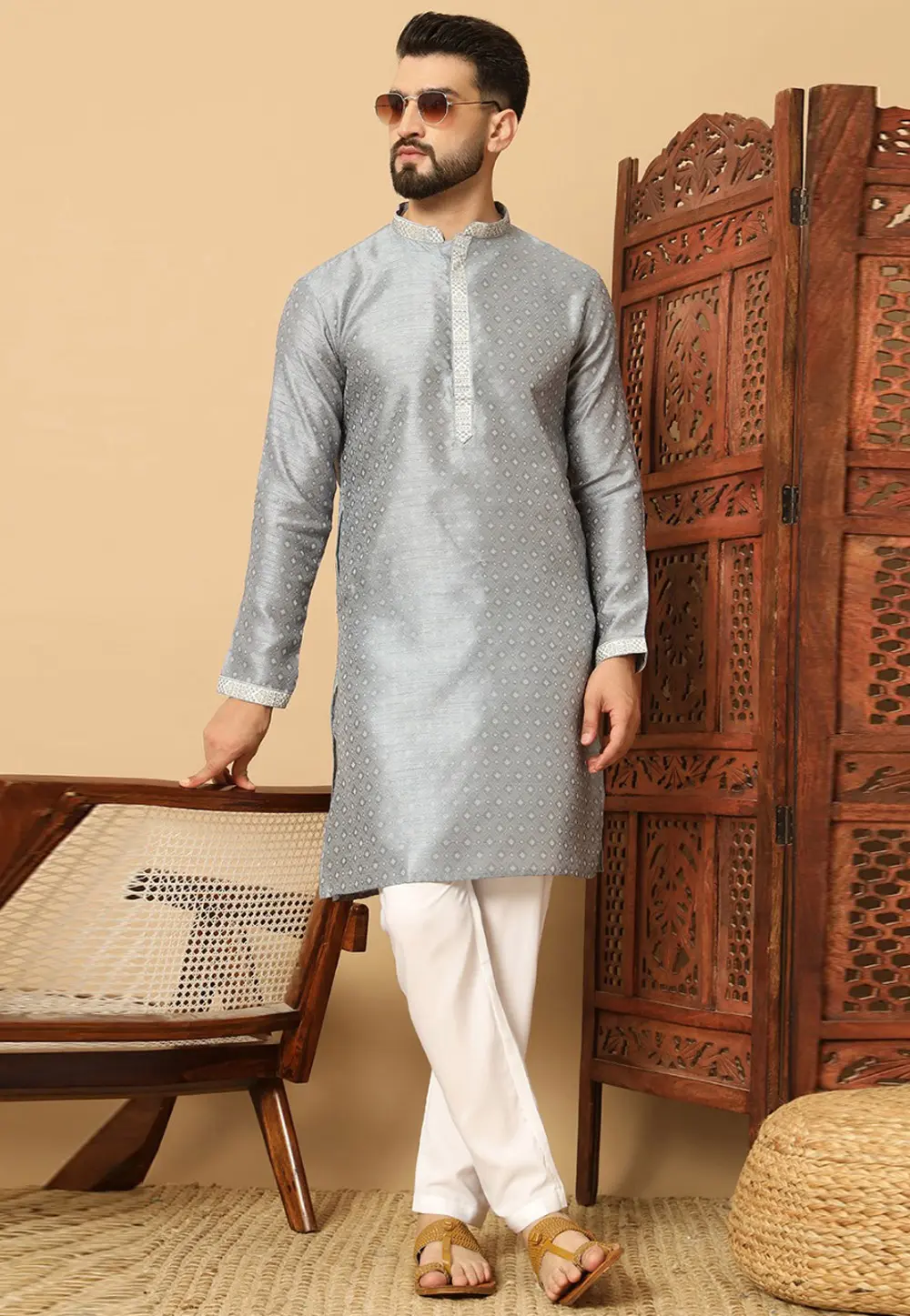 Grey Rayon Kurta Pajama 297688