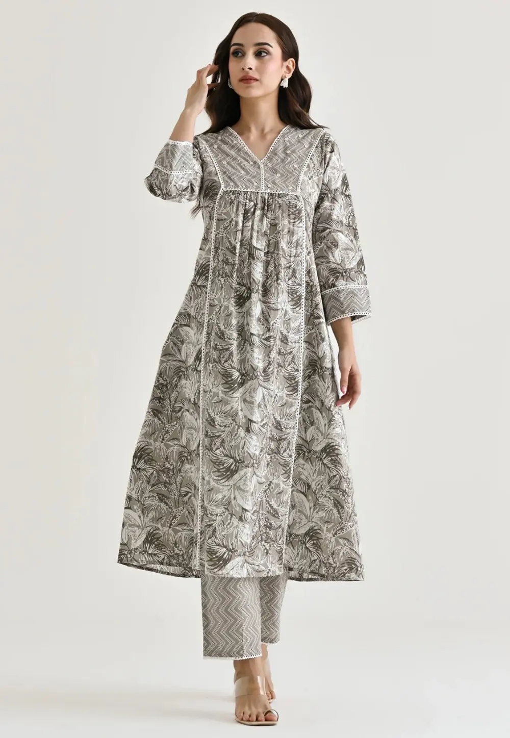 Grey Rayon Kurta Set With Pent 302309