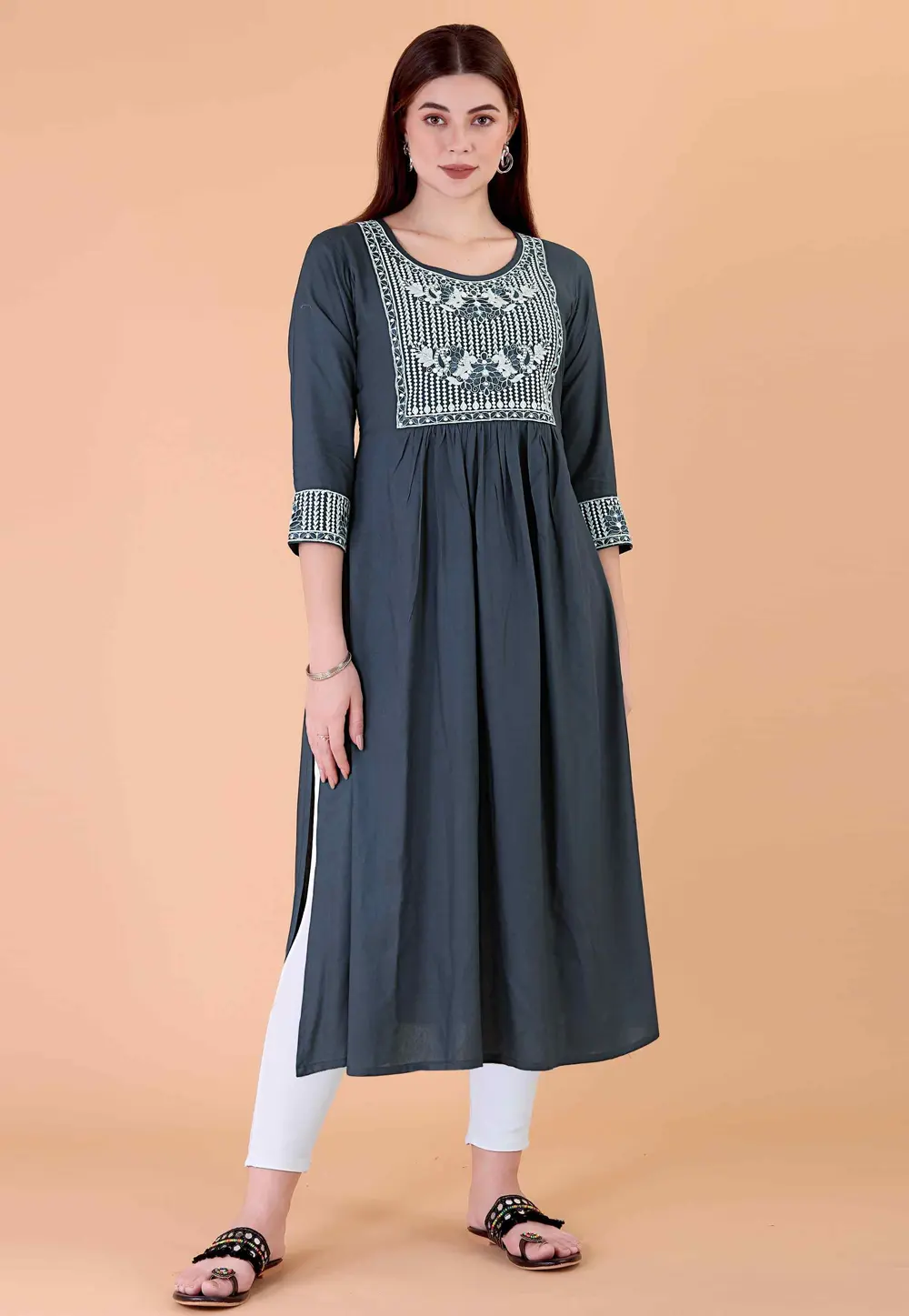 Grey Rayon Long Tunic 297384