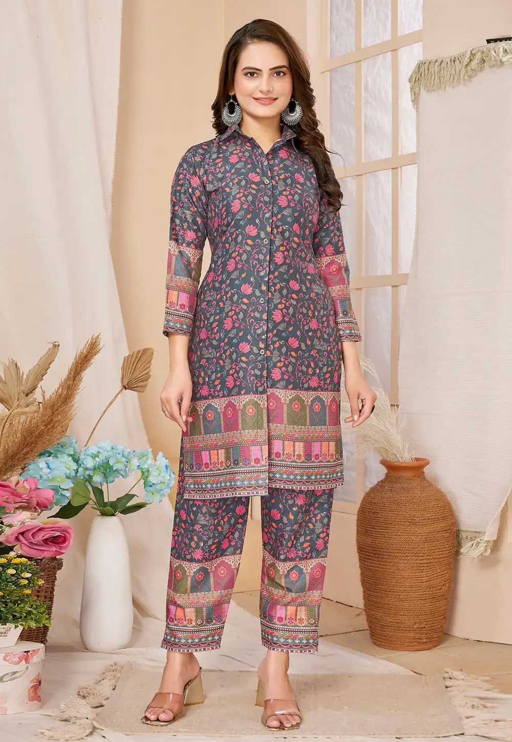 Grey Rayon Printed Co-Ords Set 292424