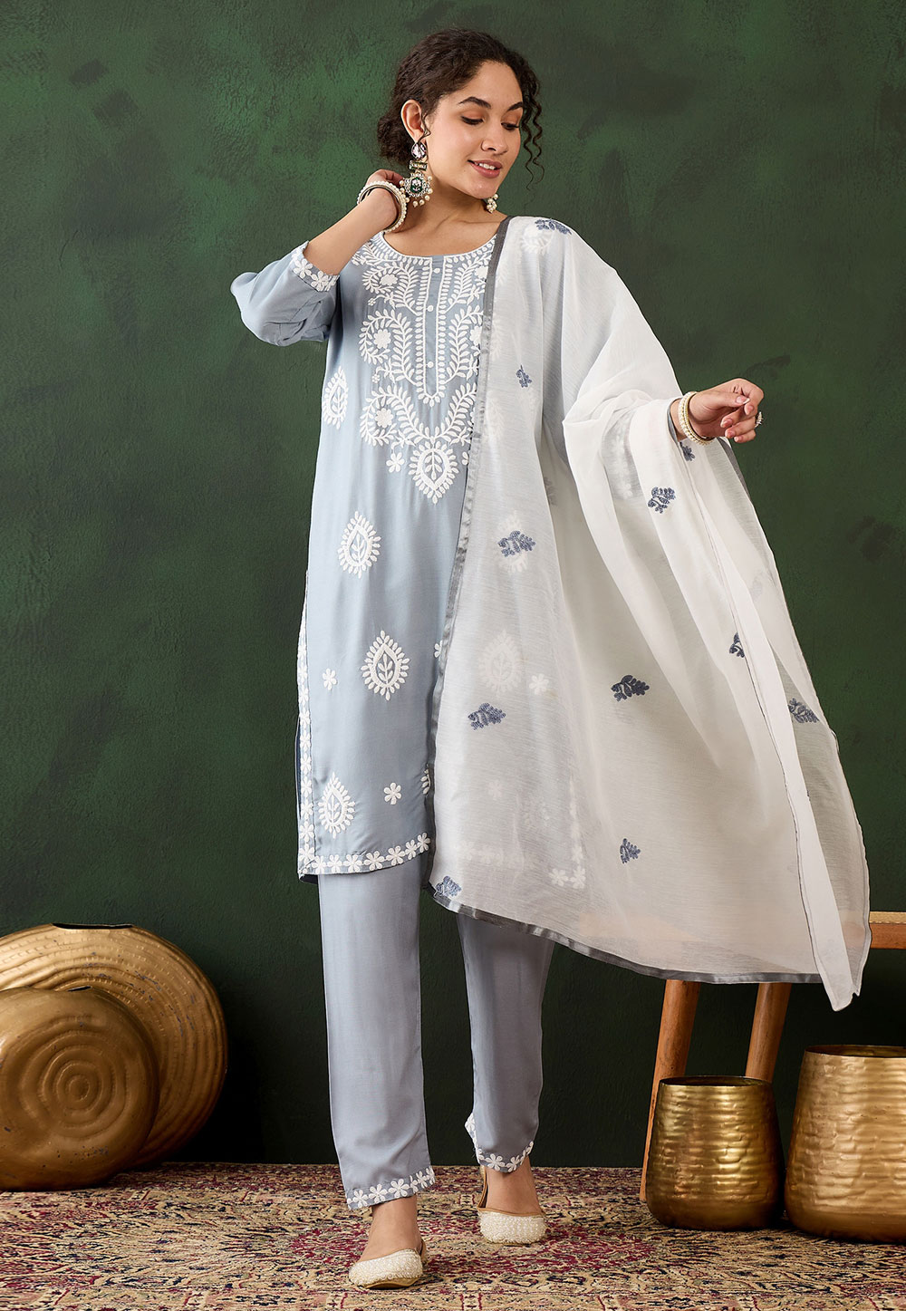 Grey Rayon Readymade Pakistani Suit 310592