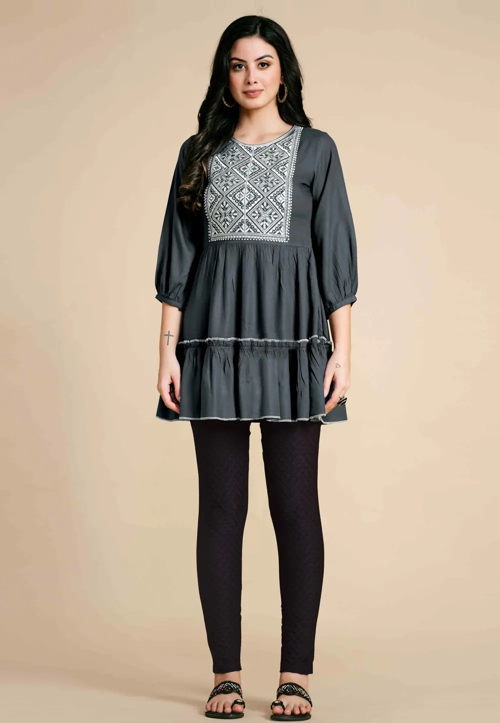 Grey Rayon Short Tunic 297376