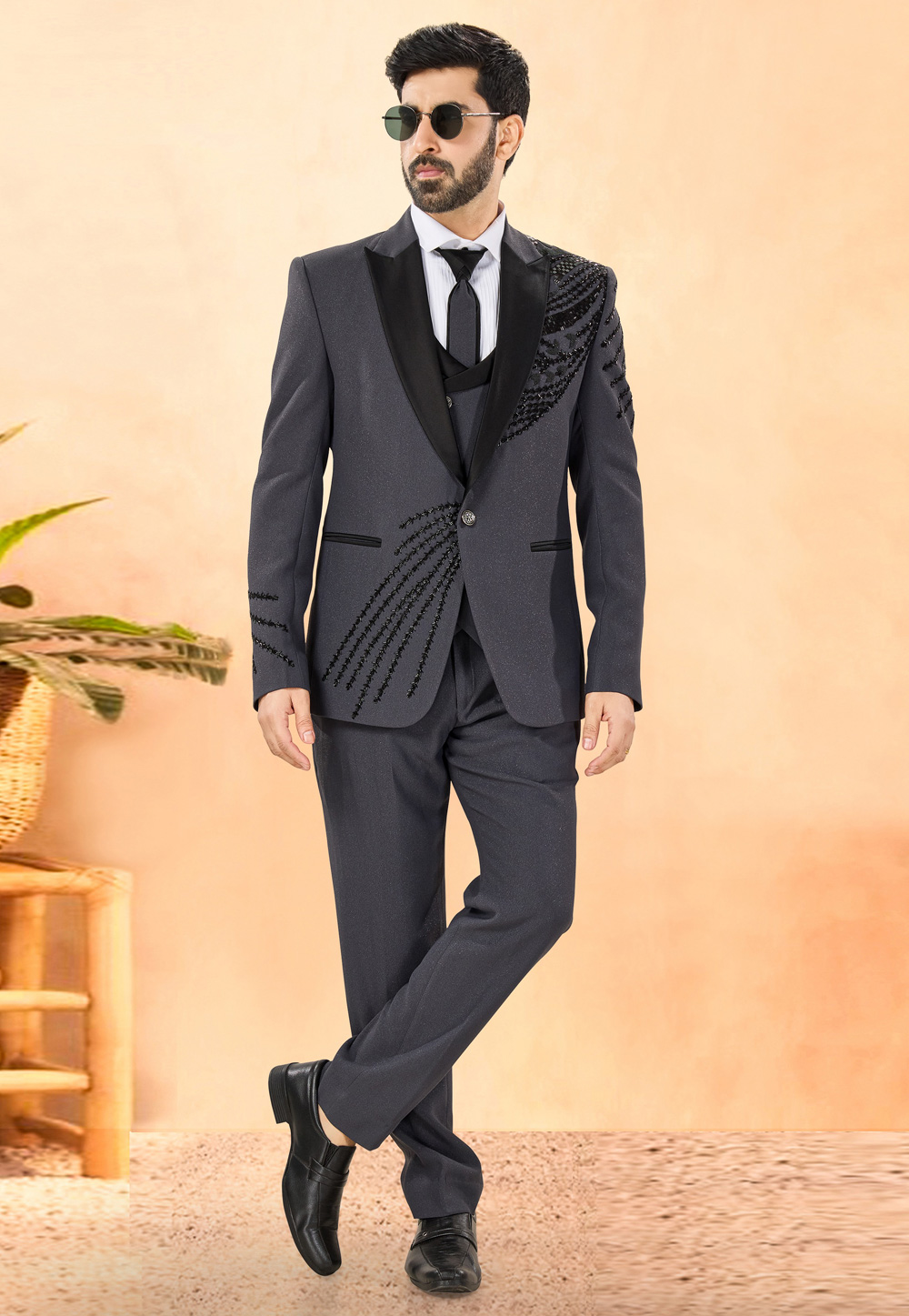 Grey Rayon Tuxedos Suit 306129