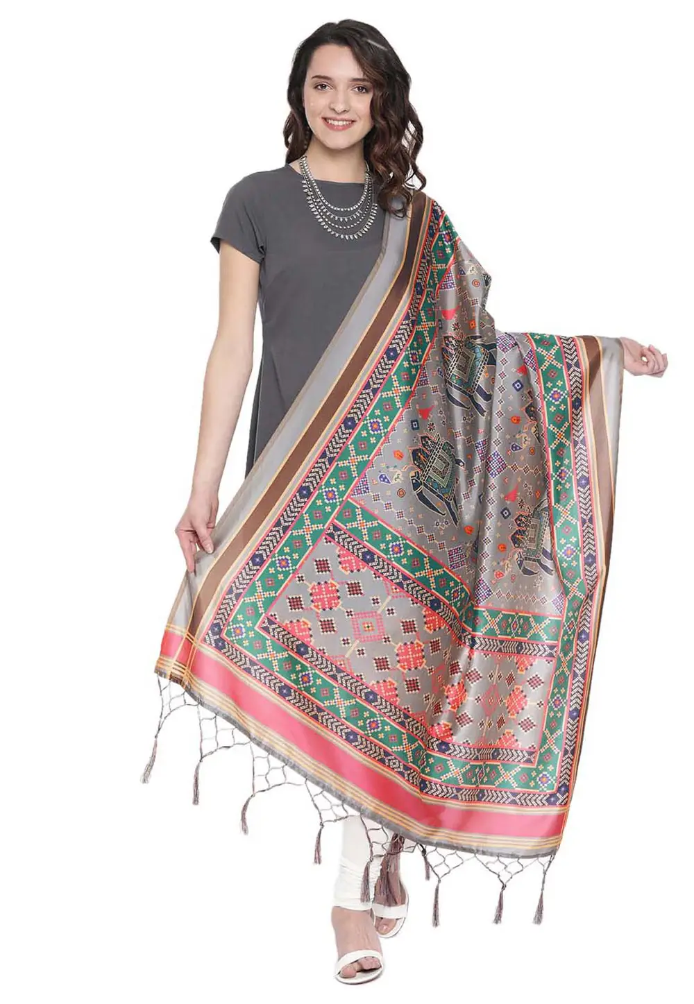 Grey Silk Dupatta 296838