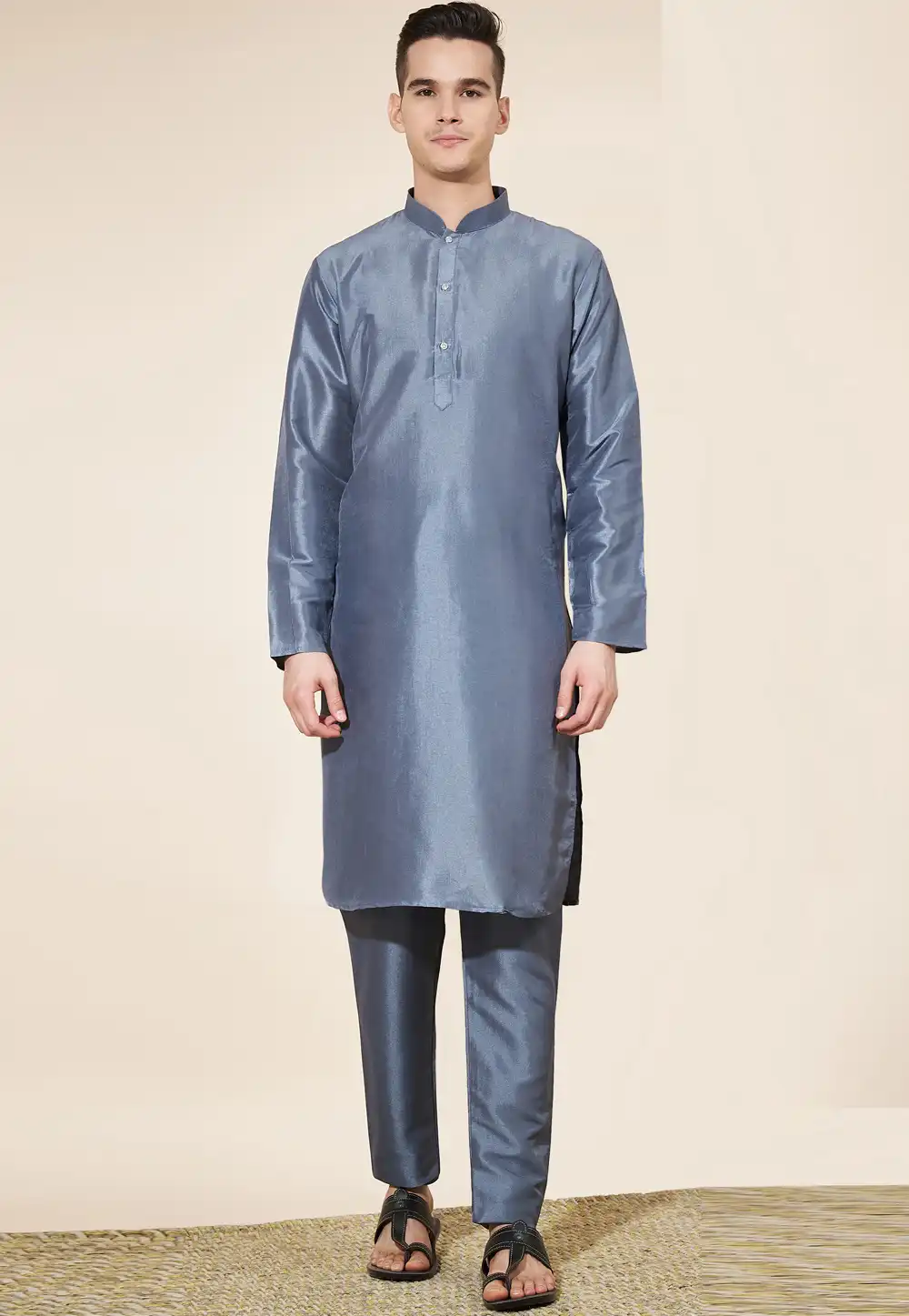 Grey Silk Kurta Pajama 287895