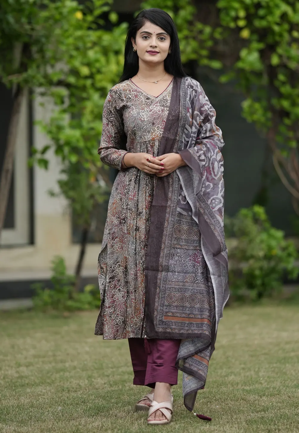 Grey Silk Readymade Pakistani Suit 302611