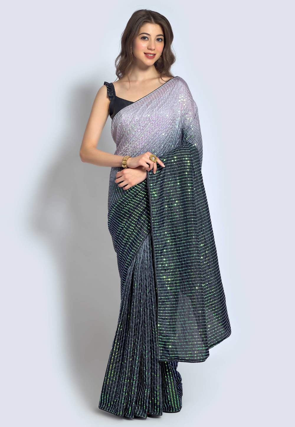 Grey Silk Saree With Blouse 310291