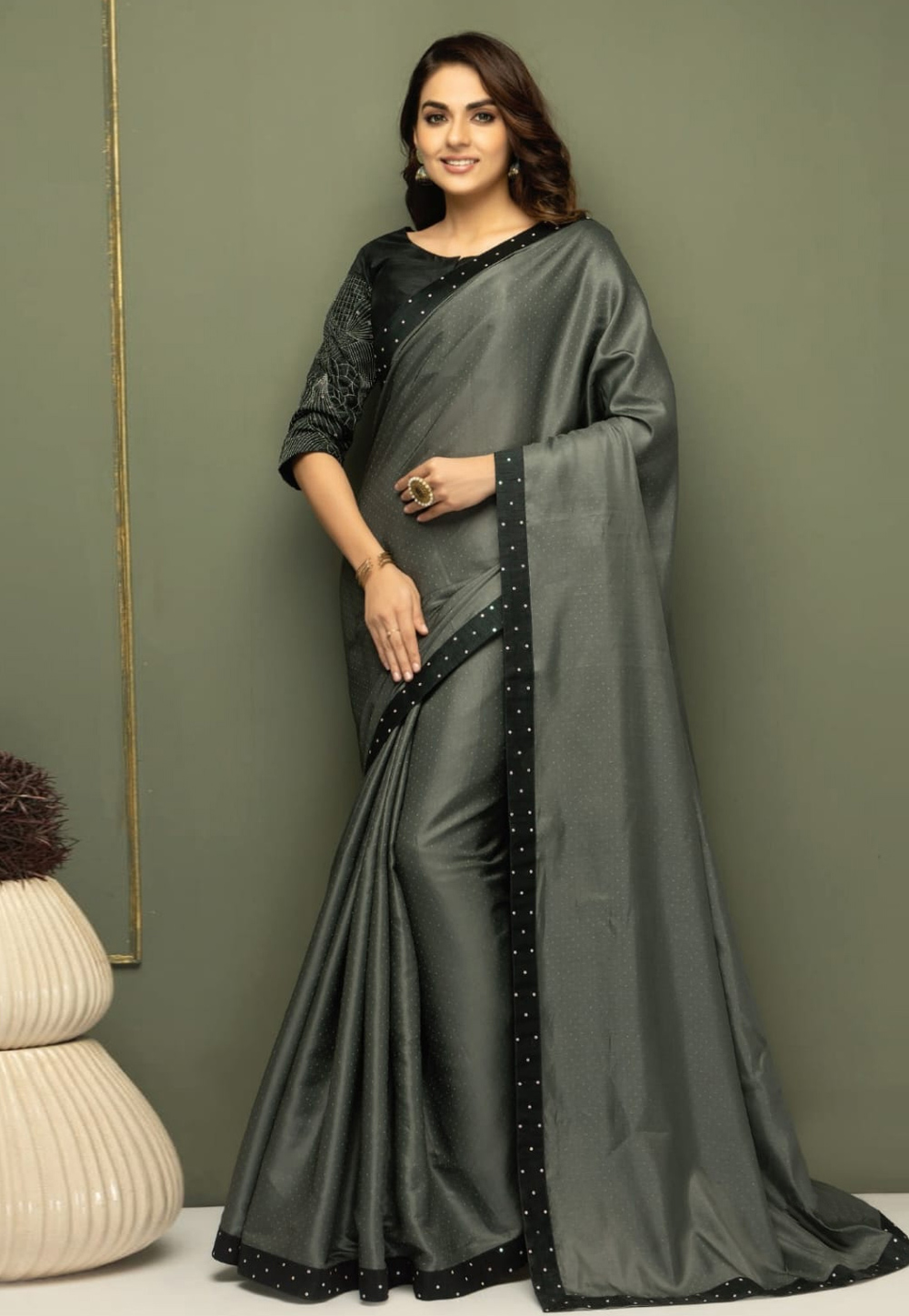 Grey Silk Saree With Blouse 285955