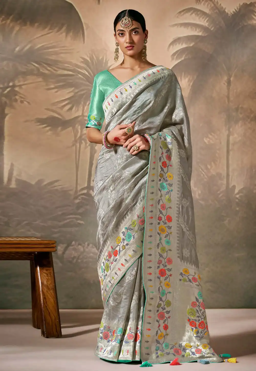 Grey Silk Saree With Blouse 294812