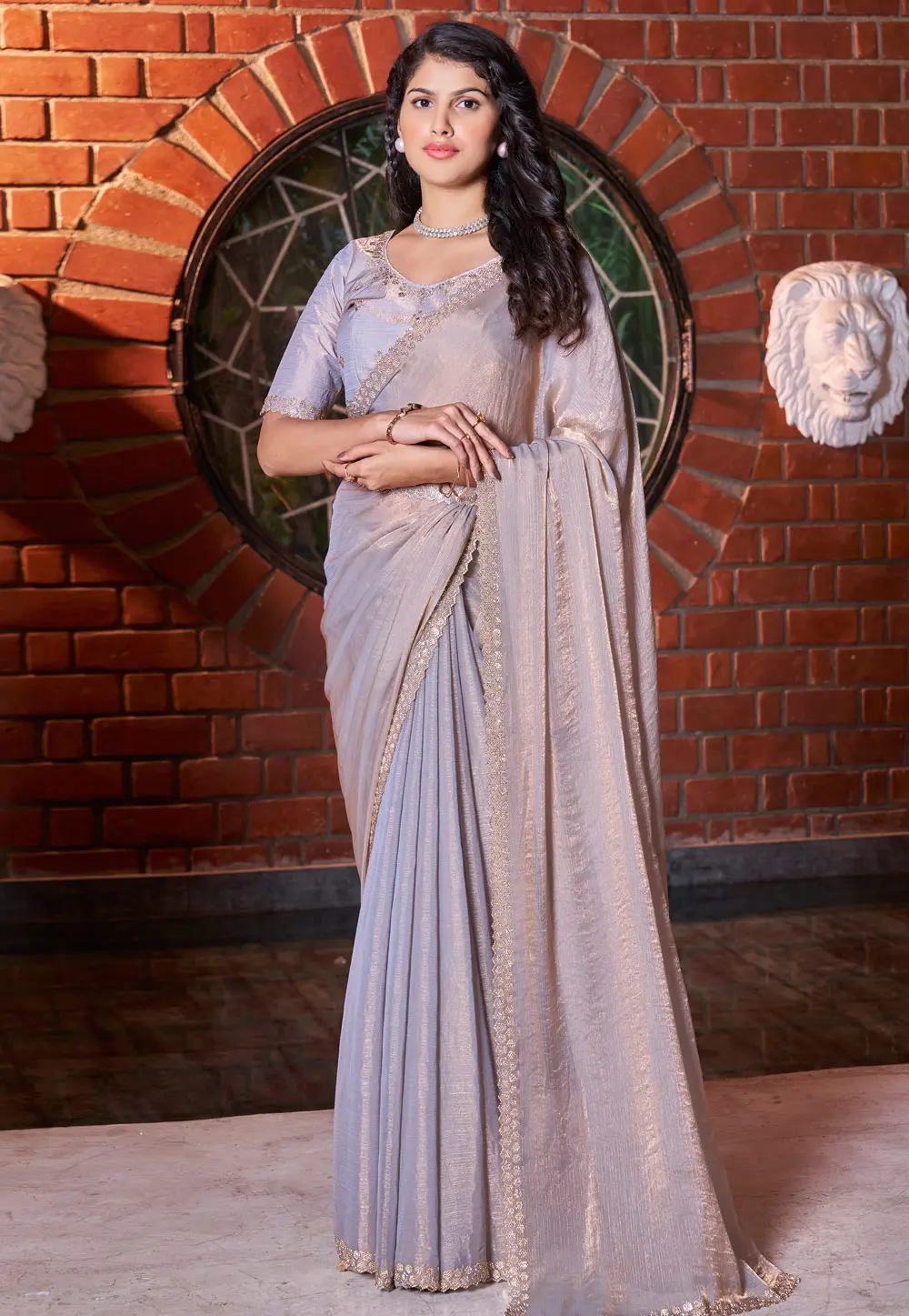 Grey Silk Saree With Blouse 299631