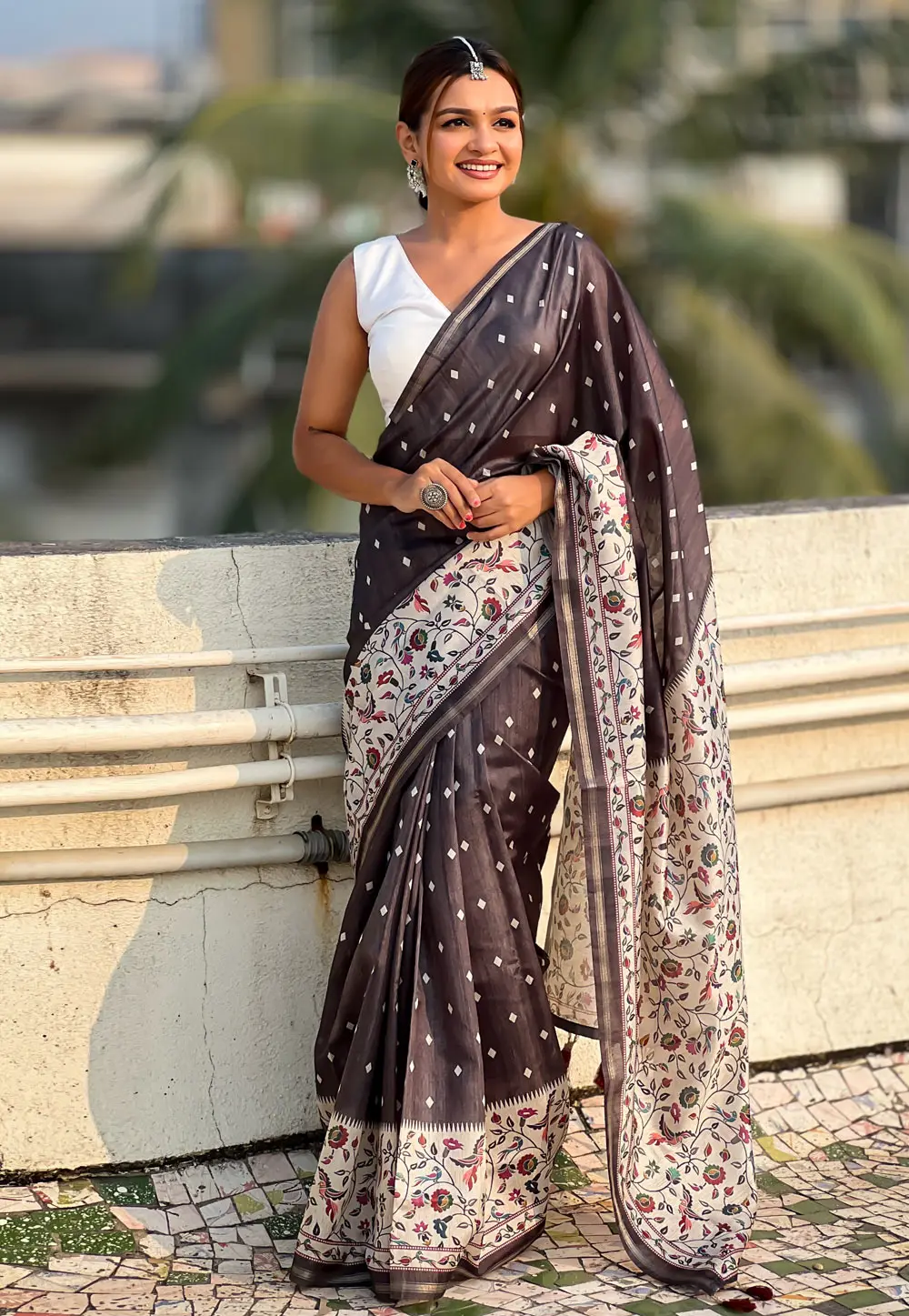 Grey Silk Saree With Blouse 297396