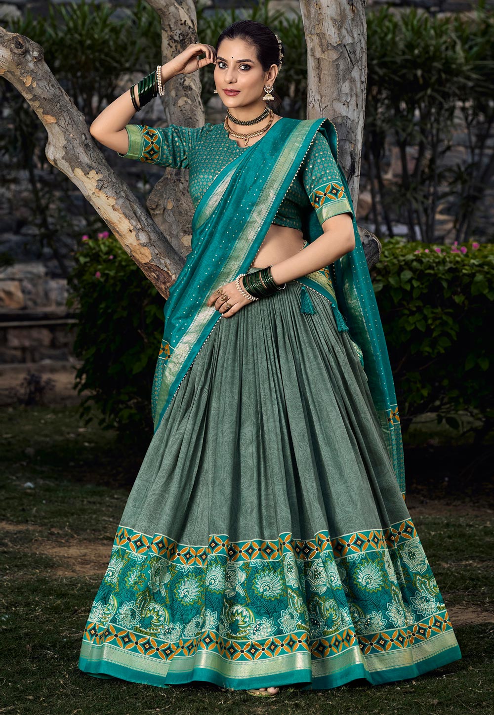 Grey Tussar Silk Lehenga Choli 286612