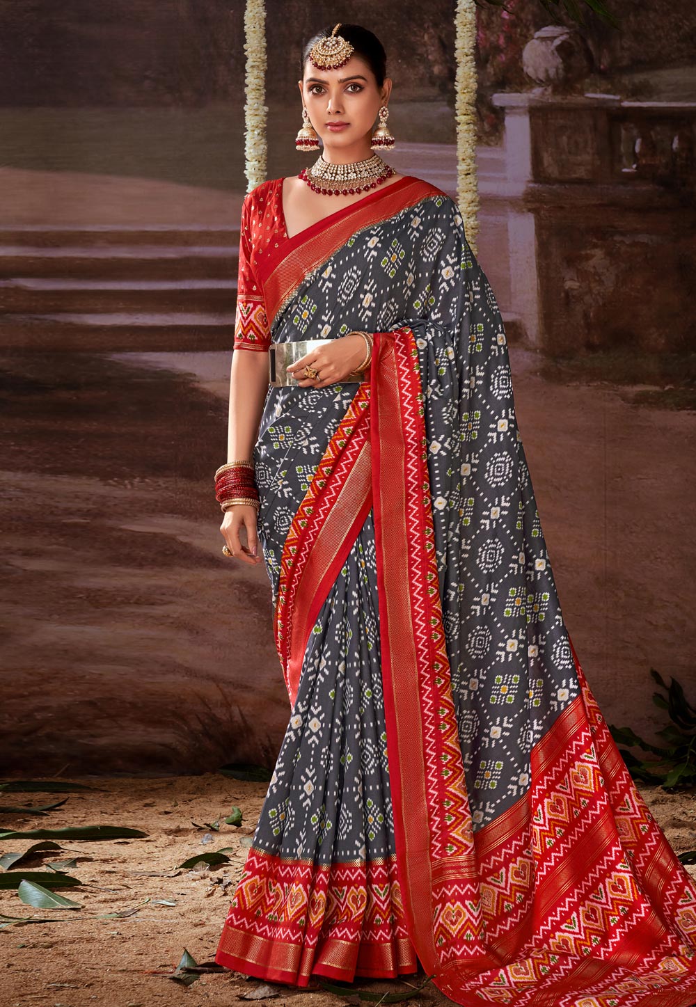 Grey Tussar Silk Saree With Blouse 286377