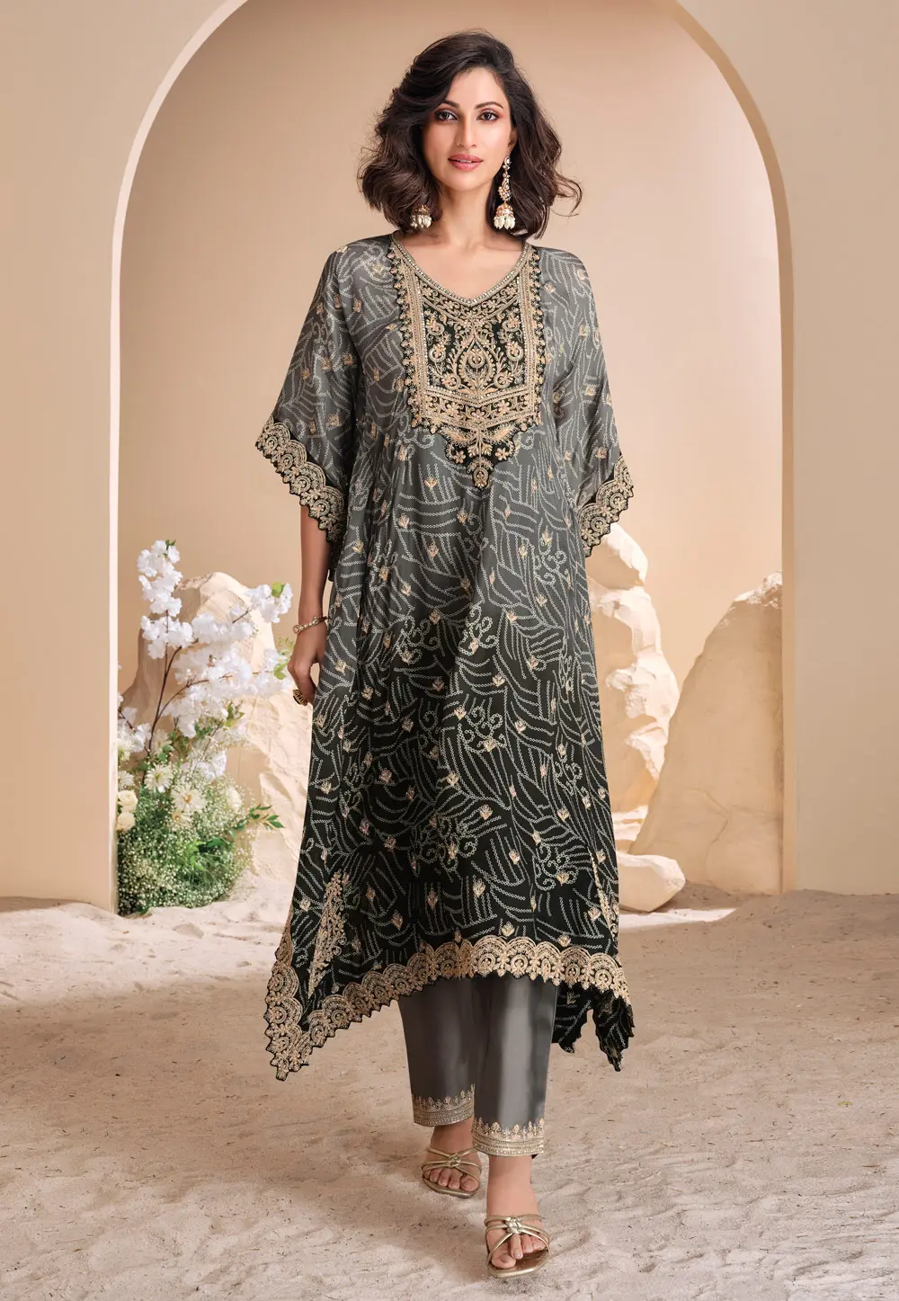 Grey Viscose Kaftan 299526