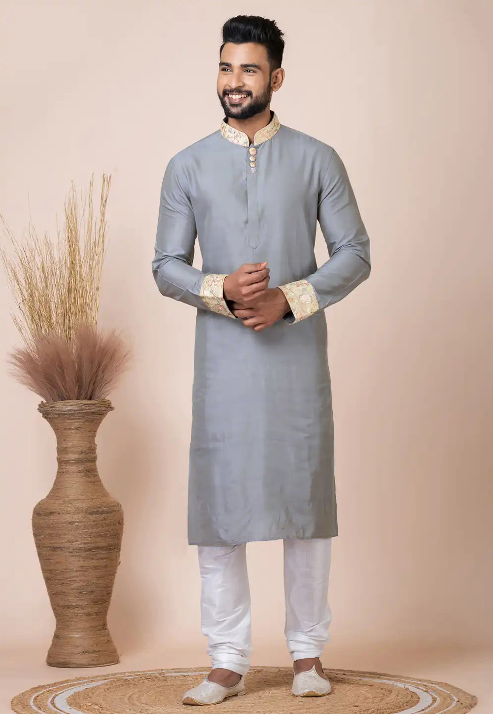 Grey Viscose Kurta Pajama 293953