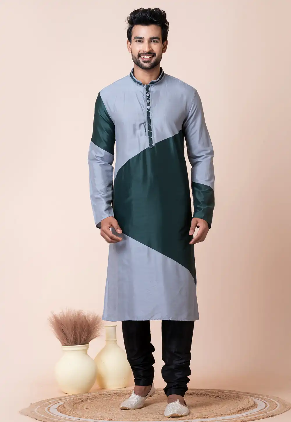 Grey Viscose Kurta Pajama 294334