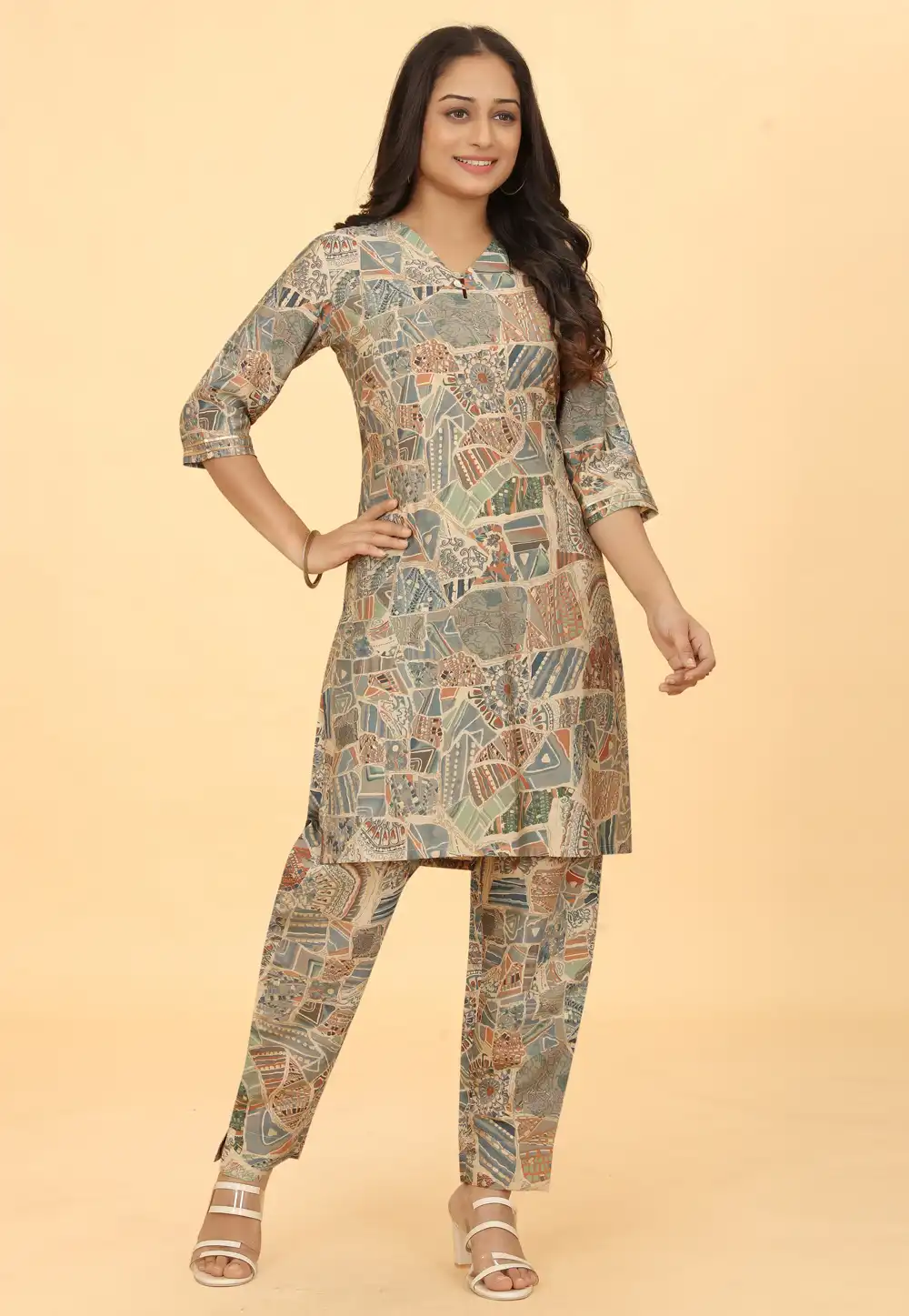 Grey Viscose Printed Co-Ords Set 288166